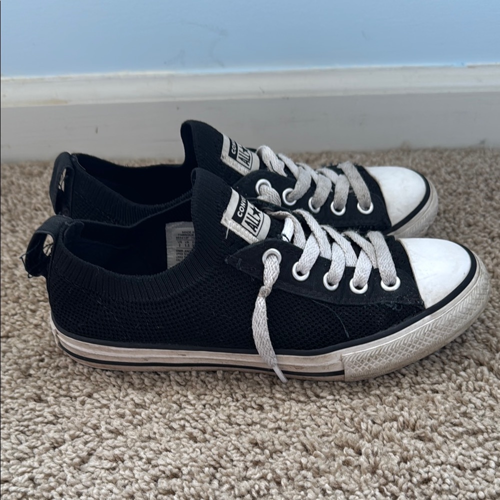 Converse Chuck Taylor Black Knit Canvas Sneakers Kids 2 - Picture 4 of 6